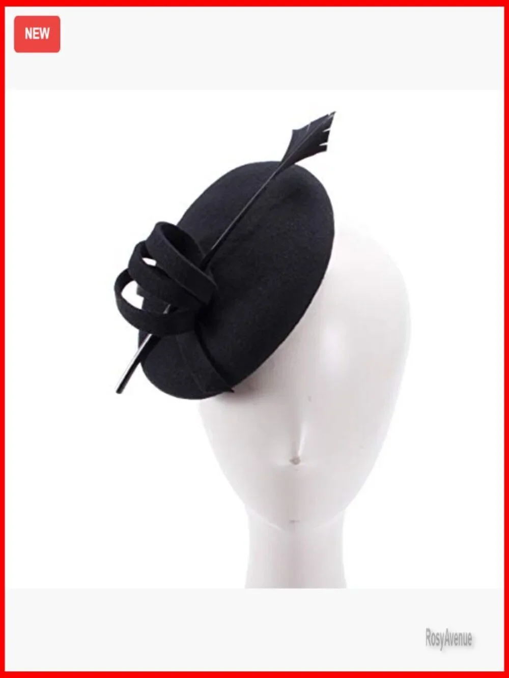 Wool Feather Fascinator Hat for Cocktail Party Formal Occasions